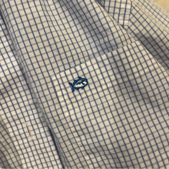 Southern Tide Light Blue Checkered Dress Shirt - Picture 2 of 7